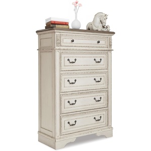 image:imageSignature Design by Ashley Realyn French Country 5 Drawer Chest Tipover Restraint Device 2tone Finish Wood 4013 W x 1813 D x 5813 H Chipped White183D x 403W x 583H 5 Drawers