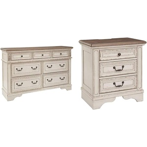 image:imageSignature Design by Ashley Realyn French Country 7 Drawer Two Tone Dresser Chipped White and 3 Drawer Nightstand with Electrical Outlets amp USB Ports Chipped White7