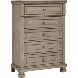 image:imageSignature Design by Ashley Robbinsdale 5 Drawer Chest Tall Dresser for Bedroom Organization Antique White 34W Quick and Easy Assembly Wood Select Oak Veneer and Engineered WoodLight Gray