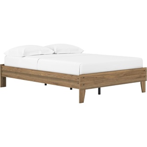 image:imageSignature Design by Ashley Socalle Casual Full Platform Bed Minimalist No Headboard Foundation or Box Spring Not Needed SpaceSaving Foundation BlackHoney Brown