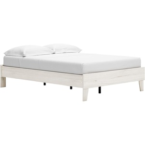 image:imageSignature Design by Ashley Socalle Casual Full Platform Bed Minimalist No Headboard Foundation or Box Spring Not Needed SpaceSaving Foundation BlackLight Beige