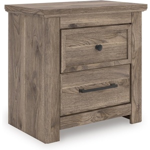 image:imageSignature Design by Ashley Stanziford Rustic 2Drawer Nightstand with USB Port and Charging Station Light Brown