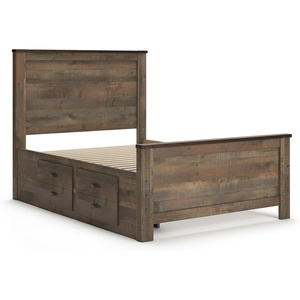 image:imageSignature Design by Ashley Trinell Farmhouse Twin Bed Frame BrownFull Panel Bed with 2 Storage Drawers