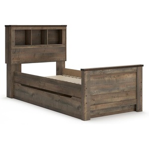 image:imageSignature Design by Ashley Trinell Farmhouse Twin Bed Frame BrownTwin Bookcase Bed with 1 Large Storage Drawer