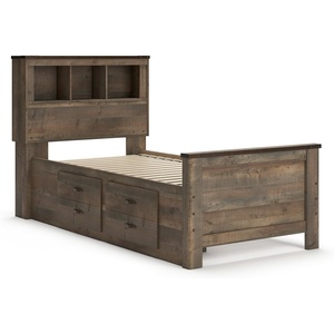 image:imageSignature Design by Ashley Trinell Farmhouse Twin Bed Frame BrownTwin Bookcase Bed with 2 Storage Drawers