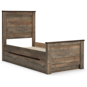image:imageSignature Design by Ashley Trinell Farmhouse Twin Bed Frame BrownTwin Panel Bed with 1 Large Storage Drawer
