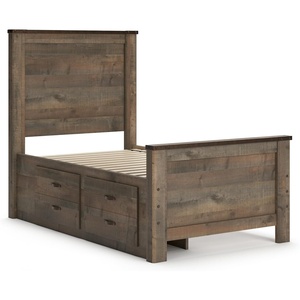 image:imageSignature Design by Ashley Trinell Farmhouse Twin Bed Frame BrownTwin Panel Bed with 2 Storage Drawers