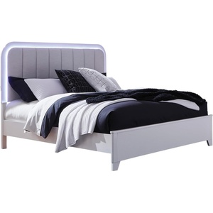 image:imageSignature Design by Ashley White Bedroom Dresser with LED MirrorQueen Upholstered Panel Bed