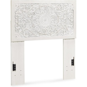 image:imageSignature Design by Ashley White Twin Boho Headboard Carved MedallionWhitewash