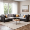 image:imageSignature Design by Ashley 3Seat Outdoor Patio Couch Handwoven WickerBlack  Light Gray