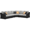 image:imageSignature Design by Ashley 3Seat Outdoor Patio Couch Handwoven WickerBlack  Light Gray