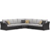 image:imageSignature Design by Ashley 3Seat Outdoor Patio Couch Handwoven WickerBlack  Light Gray