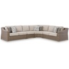 image:imageSignature Design by Ashley 3Seat Outdoor Patio Couch Handwoven WickerLight Brown