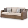 image:imageSignature Design by Ashley 3Seat Outdoor Patio Couch Handwoven WickerLight Brown