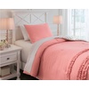 image:imageSignature Design by Ashley Avaleigh Contemporary Ruffle Striped amp Floral Design Reversible Twin Comforter with One Sham Set Pink White Gray