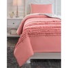 image:imageSignature Design by Ashley Avaleigh Contemporary Ruffle Striped amp Floral Design Reversible Twin Comforter with One Sham Set Pink White Gray