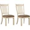 image:imageSignature Design by Ashley Bolanburg Modern Farmhouse Upholstered Dining Chair 2 Count Brown Bolanburg 20 Upholstered Dining Room Chair Set of 2 Antique WhiteTan Solid Back