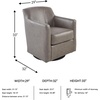 image:imageSignature Design by Ashley Bradney Swivel Chair with Genuine and Faux Leather Upholstery Contemporary ShelterArm Seating for Living Rooms and Bedrooms Light NeutralGrayish Brown