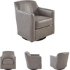 image:imageSignature Design by Ashley Bradney Swivel Chair with Genuine and Faux Leather Upholstery Contemporary ShelterArm Seating for Living Rooms and Bedrooms Light NeutralGrayish Brown