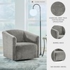 image:imageSignature Design by Ashley Bramner Swivel Chair with Charcoal Gray Faux Fur Upholstery Cozy BarrelBack Seating with Tight Cushion and Metal Base for Living Room or Bedroom