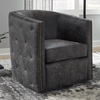 image:imageSignature Design by Ashley Brentlow Swivel Barrel Accent Chair GraniteDistressed Black