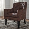 image:imageSignature Design by Ashley Drakelle Traditional Accent Chair with Diamond Button Tufting Attached Cushions Fabric Upholstery 205 Seat Height Dark BrownDark Brown