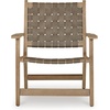 image:imageSignature Design by Ashley Jameset MidCentury Modern Accent Chair with Foot Rest Leather Woven Strips and Tight Seat Light Brown