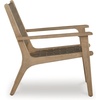 image:imageSignature Design by Ashley Jameset MidCentury Modern Accent Chair with Foot Rest Leather Woven Strips and Tight Seat Light Brown
