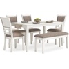 image:imageSignature Design by Ashley Langwest 6Piece Dining Table Set with BenchWhite