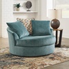 image:imageSignature Design by Ashley Laylabrook Modern Oversized Swivel Accent Chair with Removable Seat Cushion and 3 Accent Pillows OrangeBlue