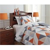 image:imageSignature Design by Ashley Layne Contemporary Geometric Design Reversible Twin Coverlet with One Pillow Sham Set Gray White Orange