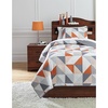 image:imageSignature Design by Ashley Layne Contemporary Geometric Design Reversible Twin Coverlet with One Pillow Sham Set Gray White Orange