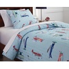 image:imageSignature Design by Ashley McAllen Contemporary Airplane amp Helicopter Design Twin Quilt with One Pillow Sham Set Blue Red Green