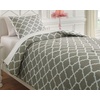 image:imageSignature Design by Ashley Media Modern Geometric Design Reversible Twin Comforter with One Pillow Sham Set Gray White