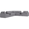 image:imageSignature Design by Ashley Modmax Contemporary Swivel Glider Recliner Manual Reclining Motion with Hidden Storage NextGen Nuvella Performance Fabric for Nurseries Light Gray 42 WRight Hand Facing