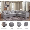 image:imageSignature Design by Ashley Modmax Contemporary Swivel Glider Recliner Manual Reclining Motion with Hidden Storage NextGen Nuvella Performance Fabric for Nurseries Light Gray 42 WRight Hand Facing