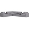 image:imageSignature Design by Ashley Modmax Contemporary Swivel Glider Recliner Manual Reclining Motion with Hidden Storage NextGen Nuvella Performance Fabric for Nurseries Light Gray 42 WRight Hand Facing