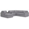 image:imageSignature Design by Ashley Modmax Contemporary Swivel Glider Recliner Manual Reclining Motion with Hidden Storage NextGen Nuvella Performance Fabric for Nurseries Light Gray 42 WLeft Hand Facing