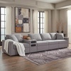 image:imageSignature Design by Ashley Modmax Contemporary Swivel Glider Recliner Manual Reclining Motion with Hidden Storage NextGen Nuvella Performance Fabric for Nurseries Light Gray 42 WRight Hand Facing
