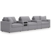 image:imageSignature Design by Ashley Modmax Contemporary Swivel Glider Recliner Manual Reclining Motion with Hidden Storage NextGen Nuvella Performance Fabric for Nurseries Light Gray 42 WSymmetrical
