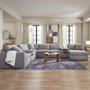 image:imageSignature Design by Ashley Modmax Contemporary Swivel Glider Recliner Manual Reclining Motion with Hidden Storage NextGen Nuvella Performance Fabric for Nurseries Light Gray 42 WRight Hand Facing