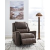 image:imageSignature Design by Ashley Oversized Faux Leather Wall Hugger Recliner FogWalnut