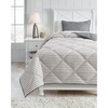 image:imageSignature Design by Ashley Rhey Contemporary Diamond Quilting amp Striped Design Reversible Twin Comforter with One Sham Set Gray Beige Brown