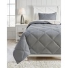 image:imageSignature Design by Ashley Rhey Contemporary Diamond Quilting amp Striped Design Reversible Twin Comforter with One Sham Set Gray Beige Brown
