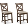 image:imageSignature Design by Ashley Rustic Counter Height Bar Stool Set of 2 BeigeBrown