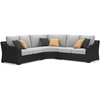 image:imageSignature Design by Ashley 3Seat Outdoor Patio Couch Handwoven WickerBlack  Light Gray