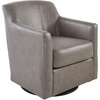 image:imageSignature Design by Ashley Bradney Swivel Chair with Genuine and Faux Leather Upholstery Contemporary ShelterArm Seating for Living Rooms and Bedrooms Light NeutralGrayish Brown