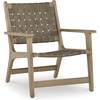 image:imageSignature Design by Ashley Jameset MidCentury Modern Accent Chair with Foot Rest Leather Woven Strips and Tight Seat Light Brown