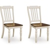 image:imageSignature Design by Ashley Ladder Back Dining Chairs Set of 2 CreamBrownWhite  Dark Brown