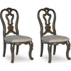 image:imageSignature Design by Ashley Maylee Dining Room Arm Chair Set of 2Dark Brown  Light Gray